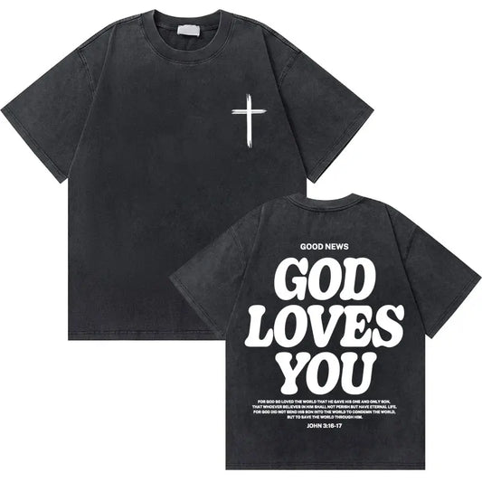  Vintage God Loves You Tee